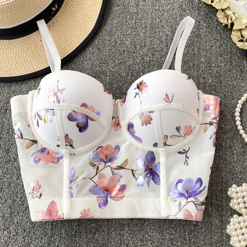 Cotton Bra Everyday - Women Sexy Floral printed Corset Tank