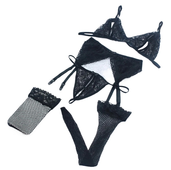 Lace Women Lingerie Set 4 Pcs  - Sheer Bra Lace recensie en prijs