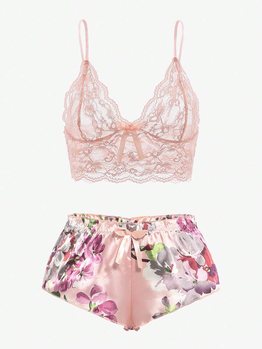 Pink Floral Lace Bralette and  - Lace Bralette Set recensie en prijs