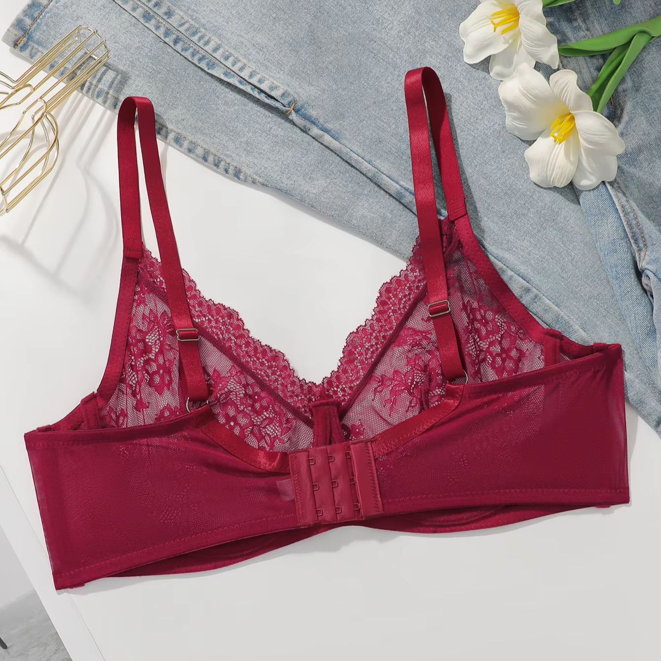 Women Plus Size Red Lace Sheer - Sheer Bra Lace recensie en prijs