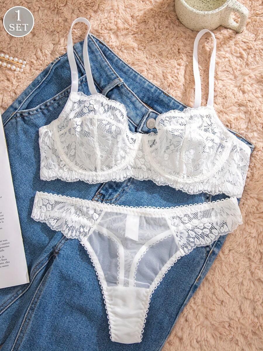 White Lace Bra and Panty Set w - Sheer Bra Lace recensie en prijs