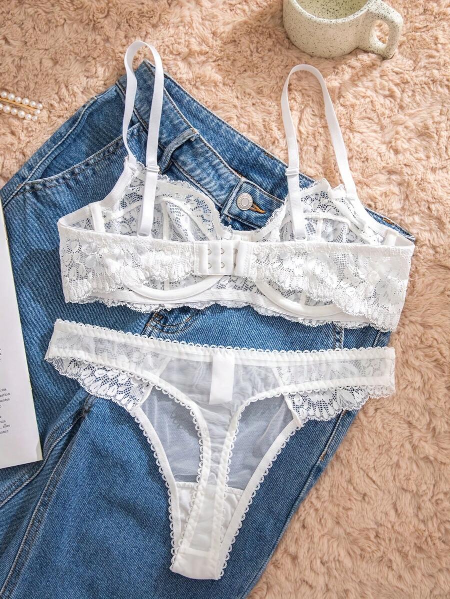 White Lace Bra and Panty Set w - Sheer Bra Lace recensie en prijs