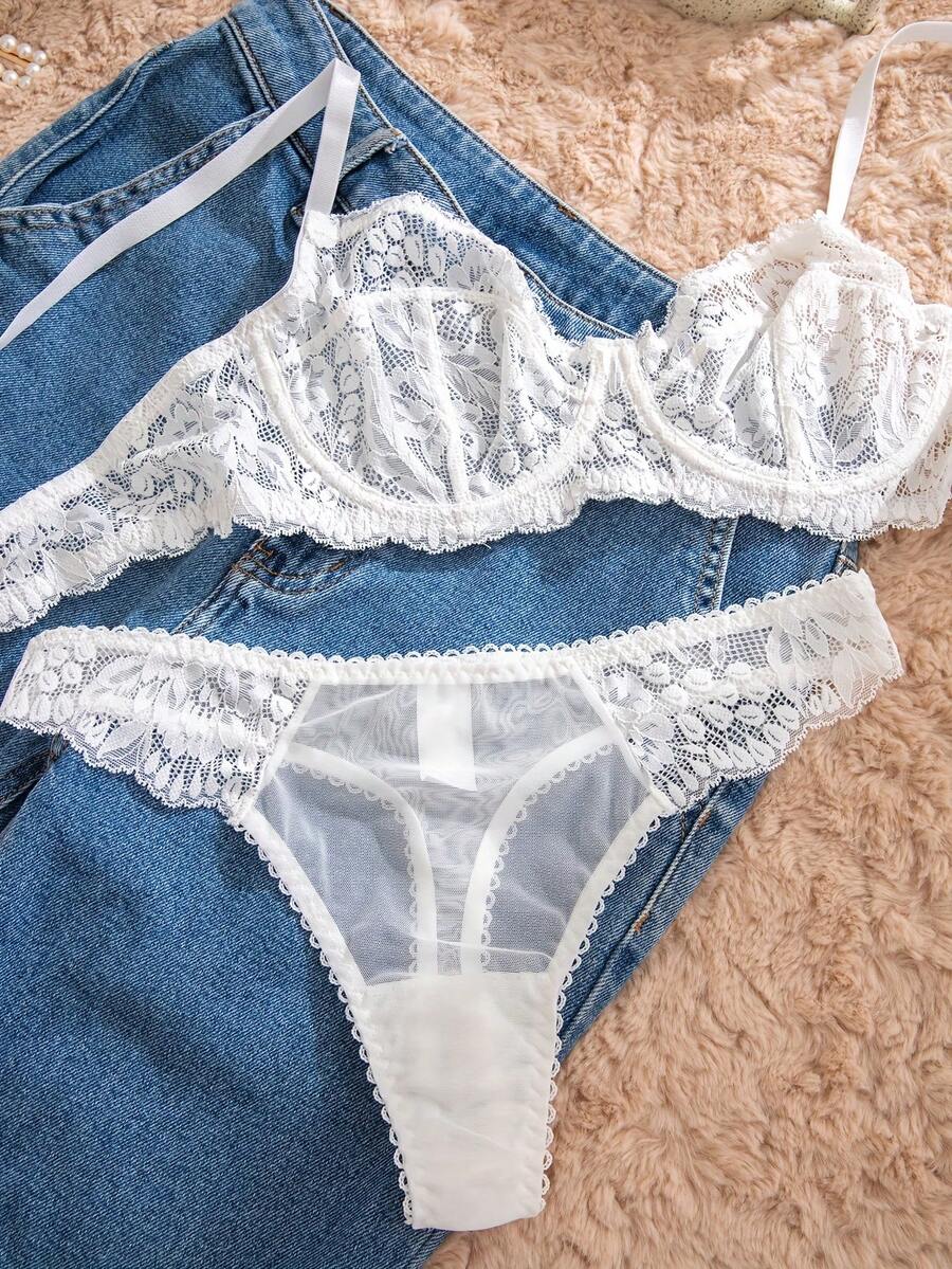 White Lace Bra and Panty Set w - Sheer Bra Lace recensie en prijs