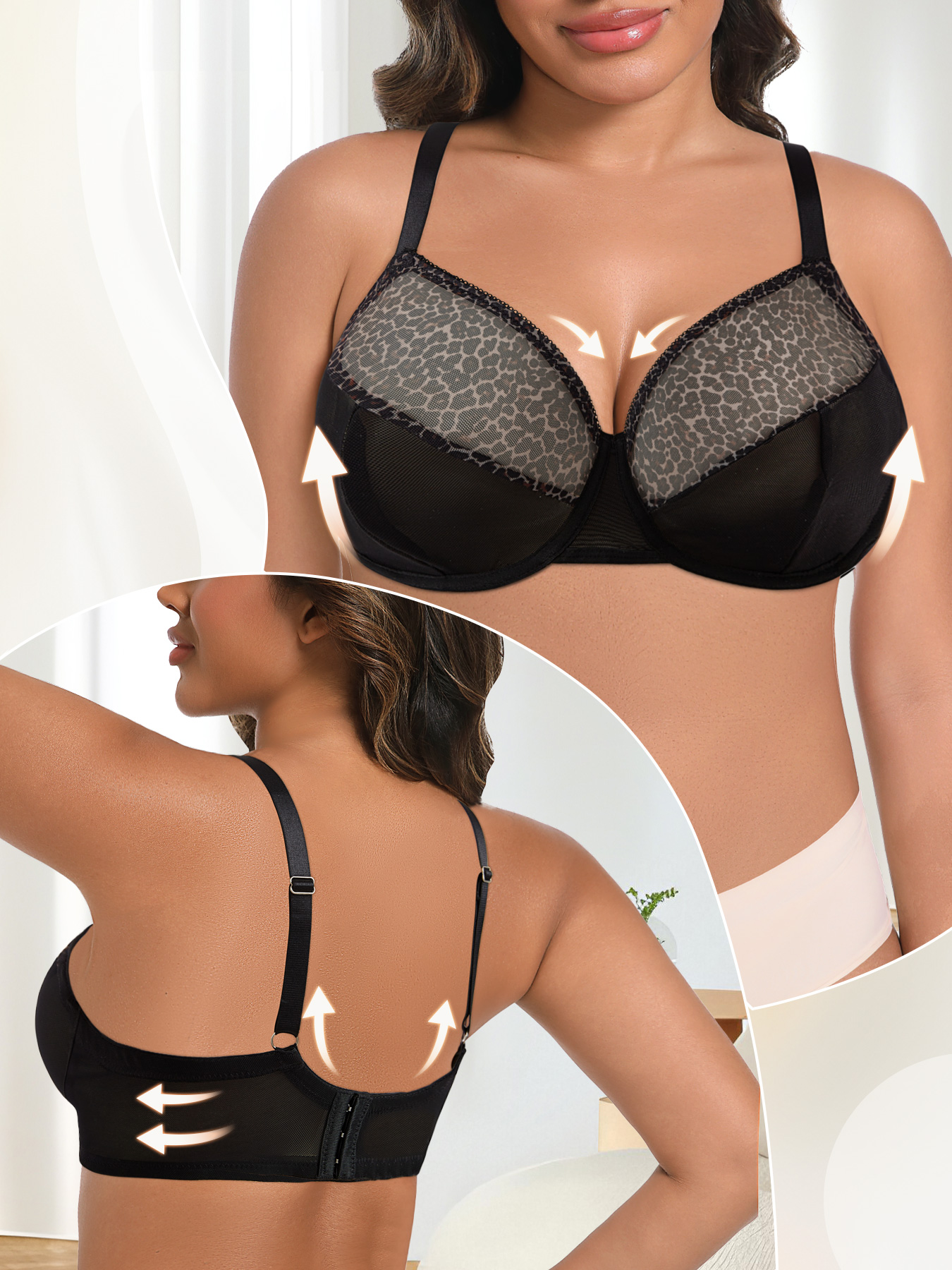 Plus Size Sexy Leopard Print & - Sheer Bra Lace recensie en prijs
